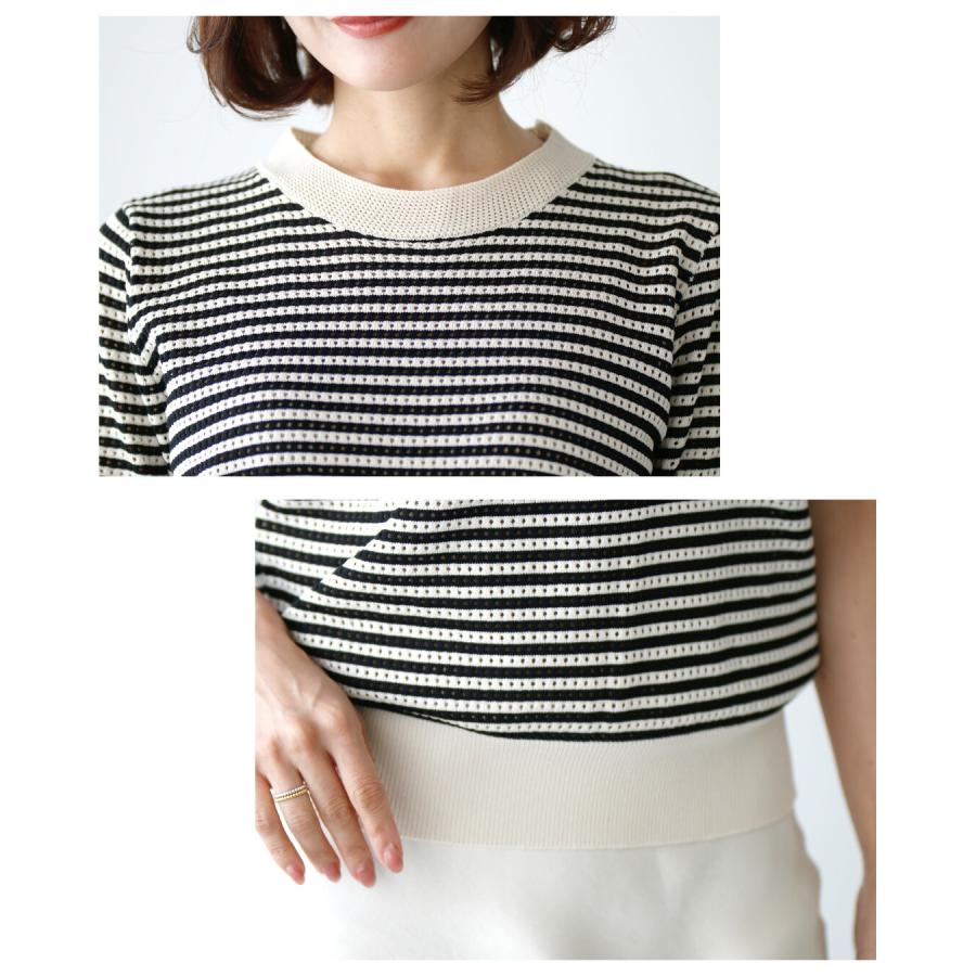8355　レア　日本製　レトロ　ビンテージ　ボーダー　サマー　ニット DAY CLOSET tシャツ レディース ボーダー柄サマーニットTシャツ