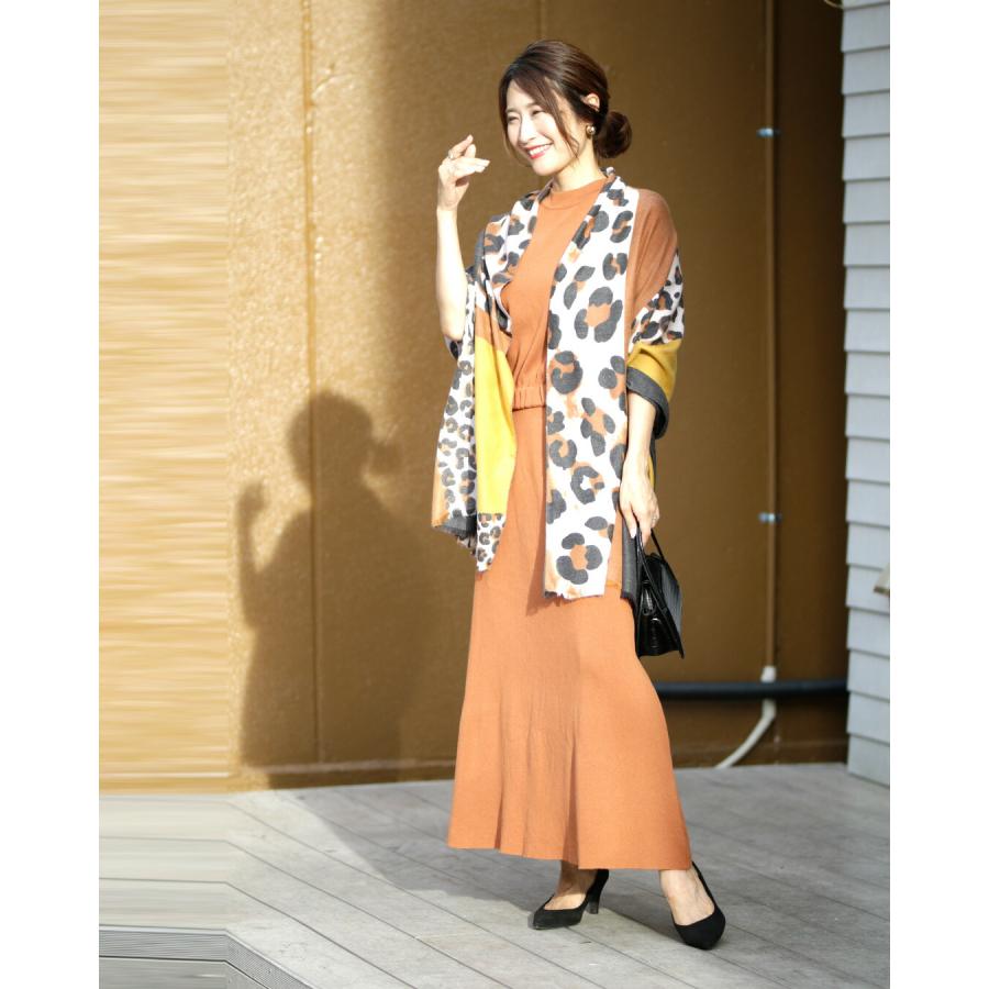 Ehre style ストール 配色 レオパード ヒョウ柄色 大判ストール Ehre style ストール 配色 レオパード ヒョウ柄色 大判ストール