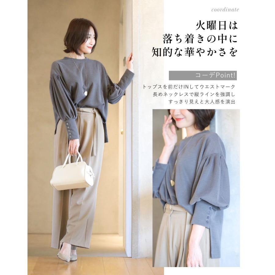 トップス ぽわん 長袖  ペプラム 立体  袖ぽわん フェミニン  ブラウス ブラック アイボリー グレー | Ehre style | 11