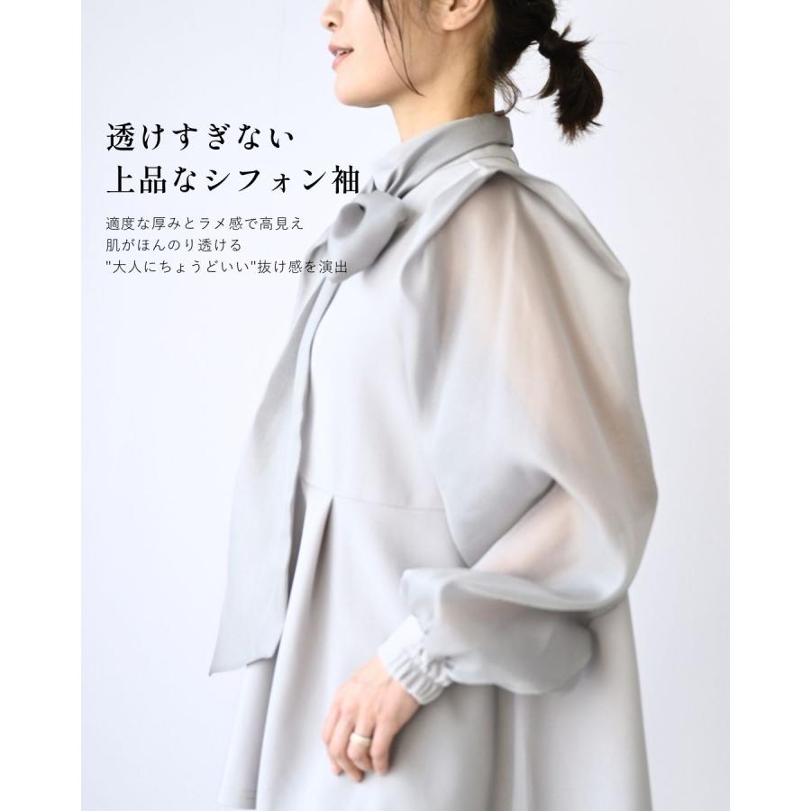 Ehre style（エーレスタイル） トップス ブラウス 袖シアー ペプラム