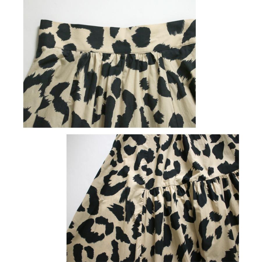 トップス パーカーフード きれいめパーカー ボンディング  ドロップショルダー  レオパード  スカート ティアードスカート ロング丈 総柄 | Ehre style | 13