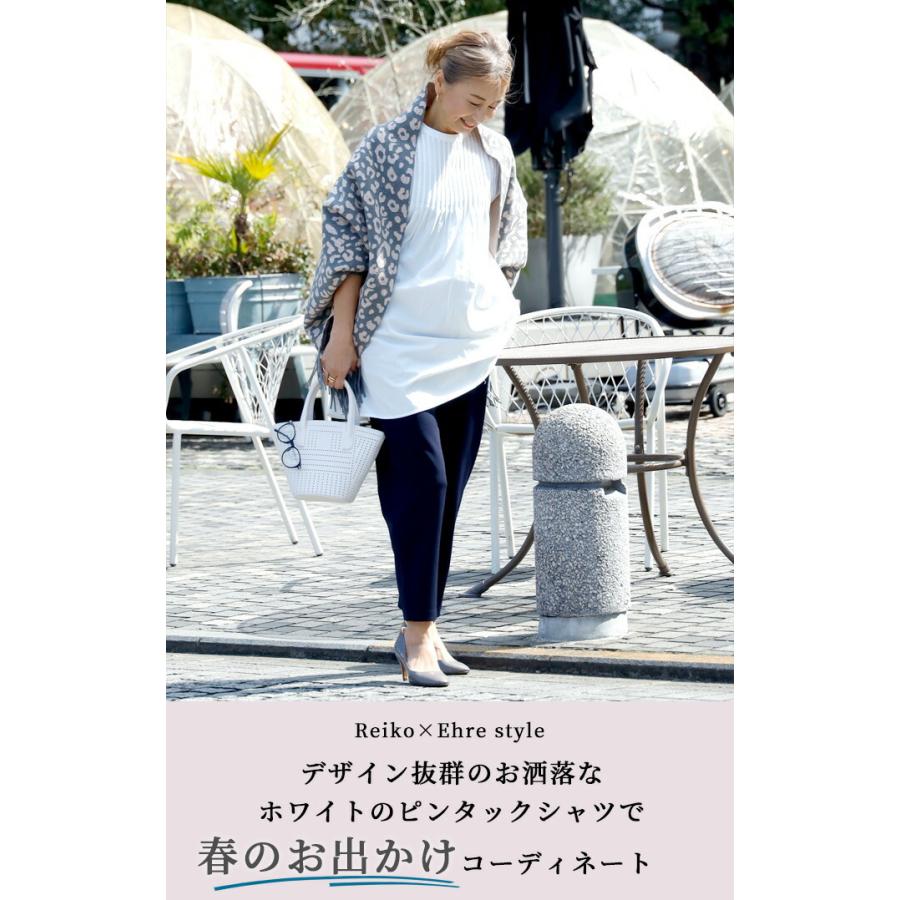 チュニック トップス シャツ 長袖 白 ブラック 黒 ホワイト  Aライン ノーカラー ノーアイロン パンツ 仕事 お仕事 超ストレッチ 動ける | Ehre style | 02