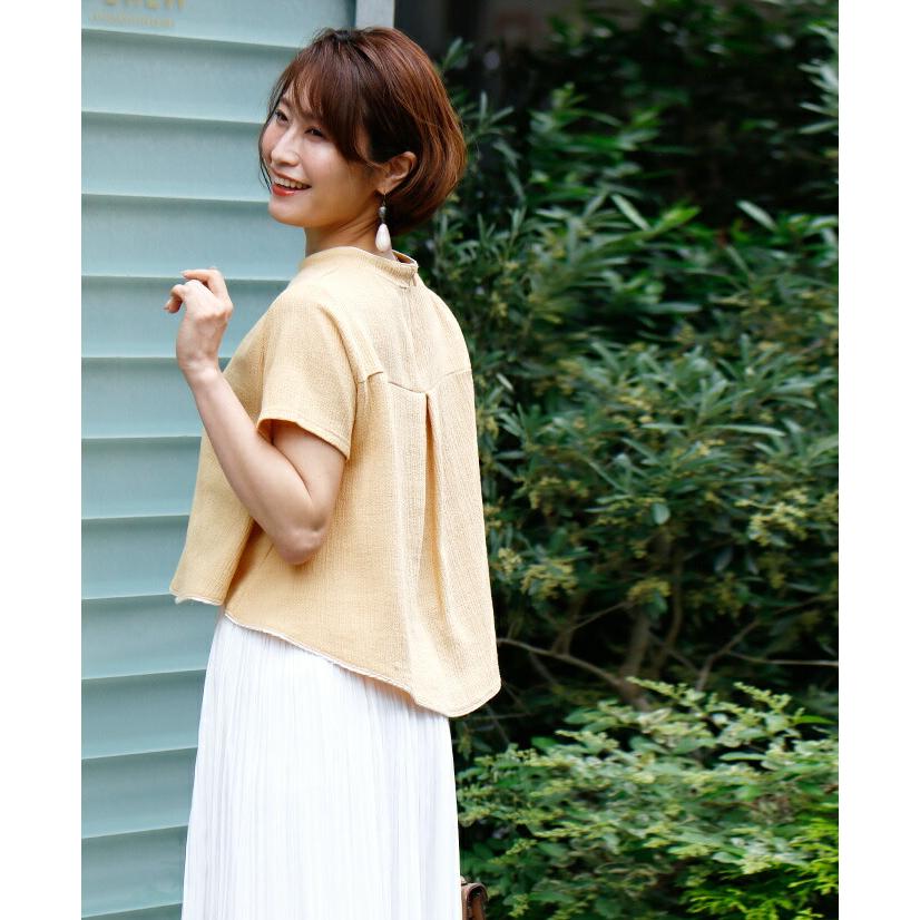 【値下げ】yori スクラップカラーカットソー 半袖 ホワイト Ehre style（エーレスタイル） Tシャツ スカート トップス カットソー