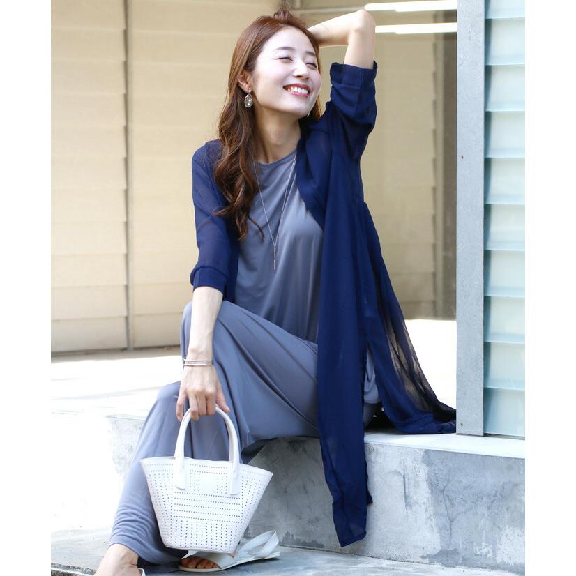 カーディガン セットアップ トップス パンツ 春夏 プリーツ ゆったり 夏カーデ 夏アウターレディース 春夏  着回し ノースリーブ フレア Aライン 落ち感 | Ehre style | 09