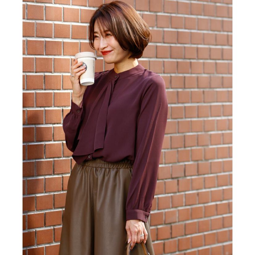 ボウタイ ブラウス ボータイ 仕事服 学校行事 きれいめ お仕事 オフィス スマート レザースカート エコレザー フェイクレザー スカート フェイクレザー | Ehre style | 06