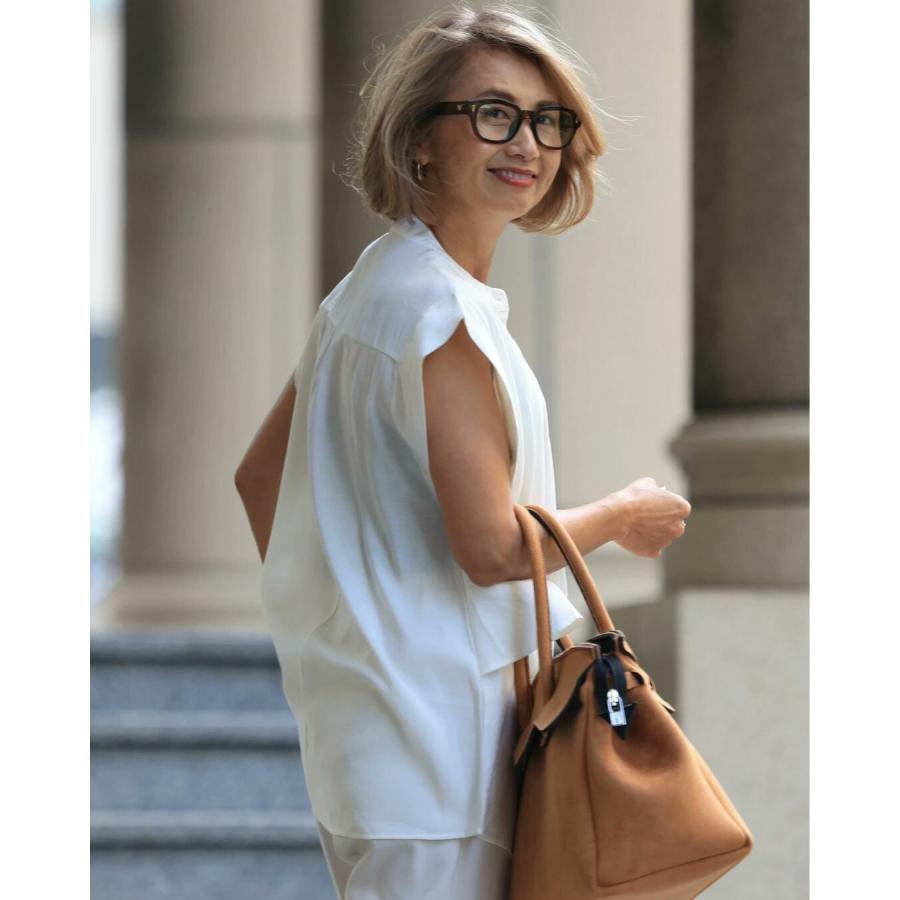 Reiko×Ehrestyle コラボ ブラウス パンツ レイヤードブラウス set 2点 ホワイト ライトグレー ブラック アースブルー アイボリー チャコールグレー | Ehre style | 15