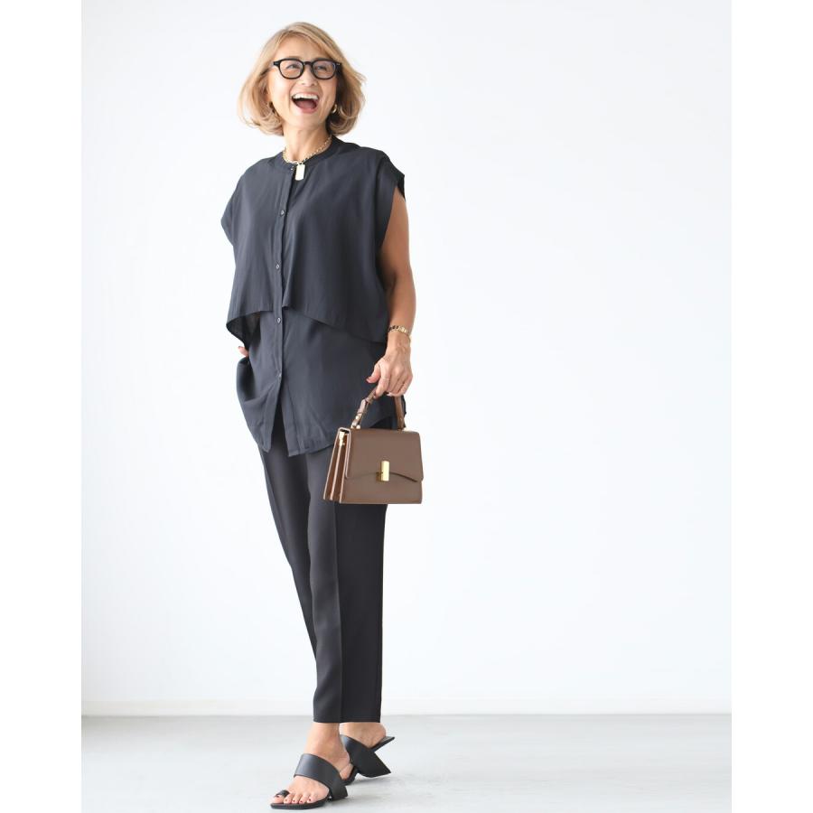 Reiko×Ehrestyle コラボ ブラウス パンツ レイヤードブラウス set 2点 ホワイト ライトグレー ブラック アースブルー アイボリー チャコールグレー | Ehre style | 20