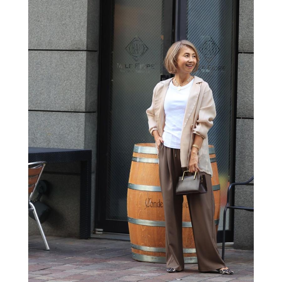 Reiko×Ehre styl set 2点セット ジャケット パンツ シアー テーラード 軽い 薄い ブラック ホワイト ベージュ アイボリー ブラウン_15
