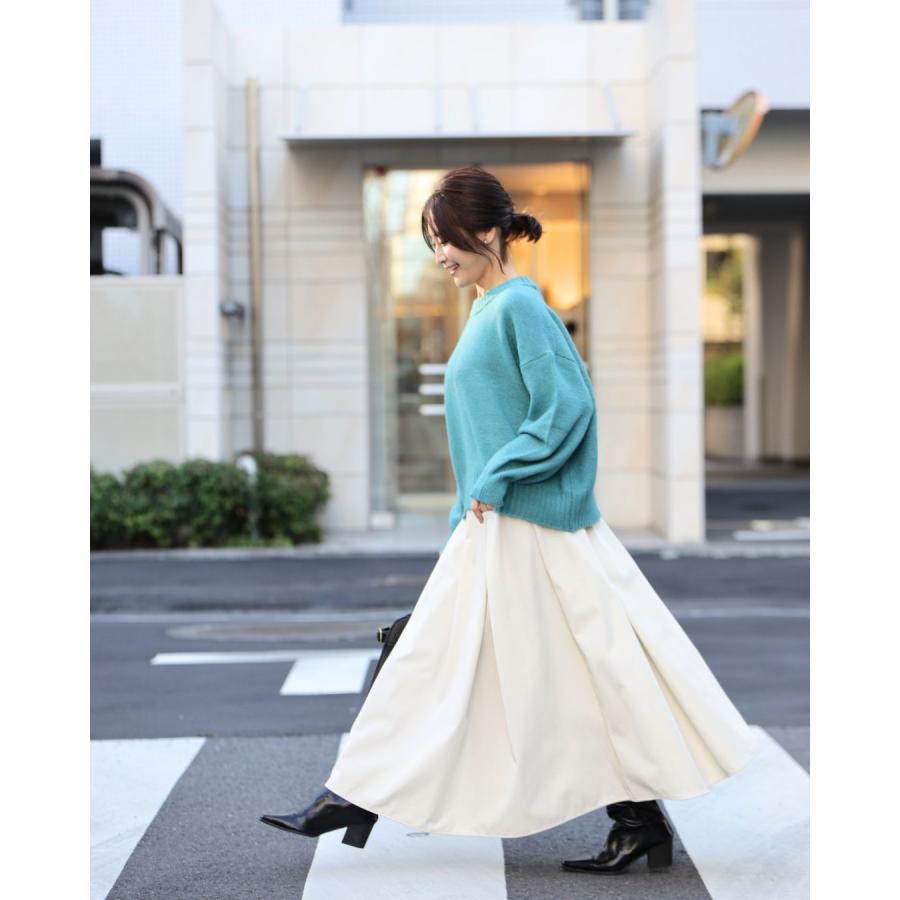 クルーネックショート ニット 起毛 あったかニット 毛足ある 柔らかニット 汚れない 極暖 スカート ロング 冬 | Ehre style | 11