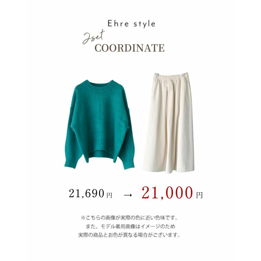 クルーネックショート ニット 起毛 あったかニット 毛足ある 柔らかニット 汚れない 極暖 スカート ロング 冬 | Ehre style | 14