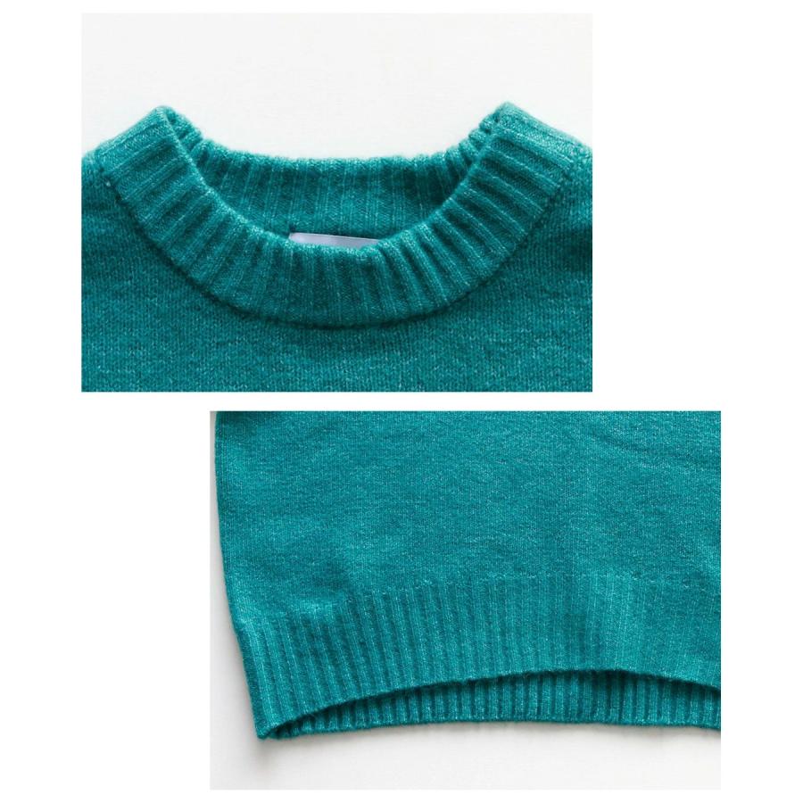 クルーネックショート ニット 起毛 あったかニット 毛足ある 柔らかニット 汚れない 極暖 スカート ロング 冬 | Ehre style | 15