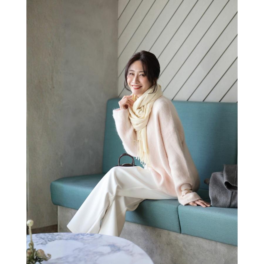 トップス ニット セーター レディース ふわふわ 4色 ドロップショルダー ゆったり カジュアル パンツ レディース ワイドパンツ | Ehre style | 11