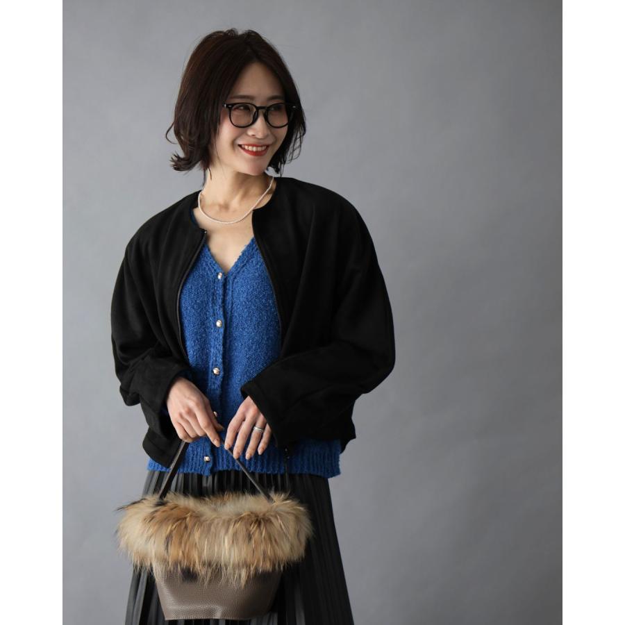 カーディガン ニット 羽織り Ｖネック ブークレ トップス  無地 リブ カジュアル ボタン ロングスカート プリーツスカート | Ehre style | 11