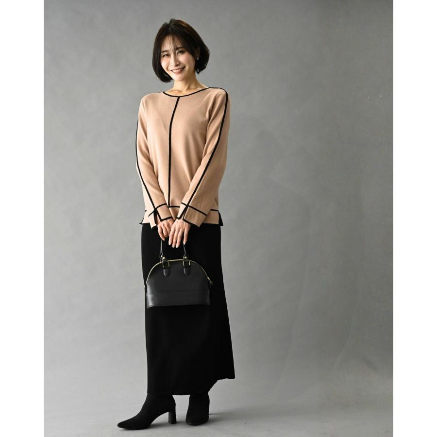 センターラインニット ニットスカート セット 2点セット モカ ブラック トップス タイトスカート タイト きれいめ バイカラー | Ehre style | 14