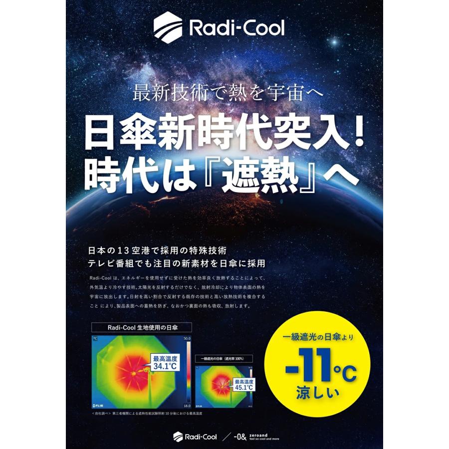 ZEROAND ゼロアンド 傘 放熱 冷却 晴雨兼用 (LDB-RDC-58PM)  折りたたみ日傘 Radi-cool ラディクール 男女兼用の画像