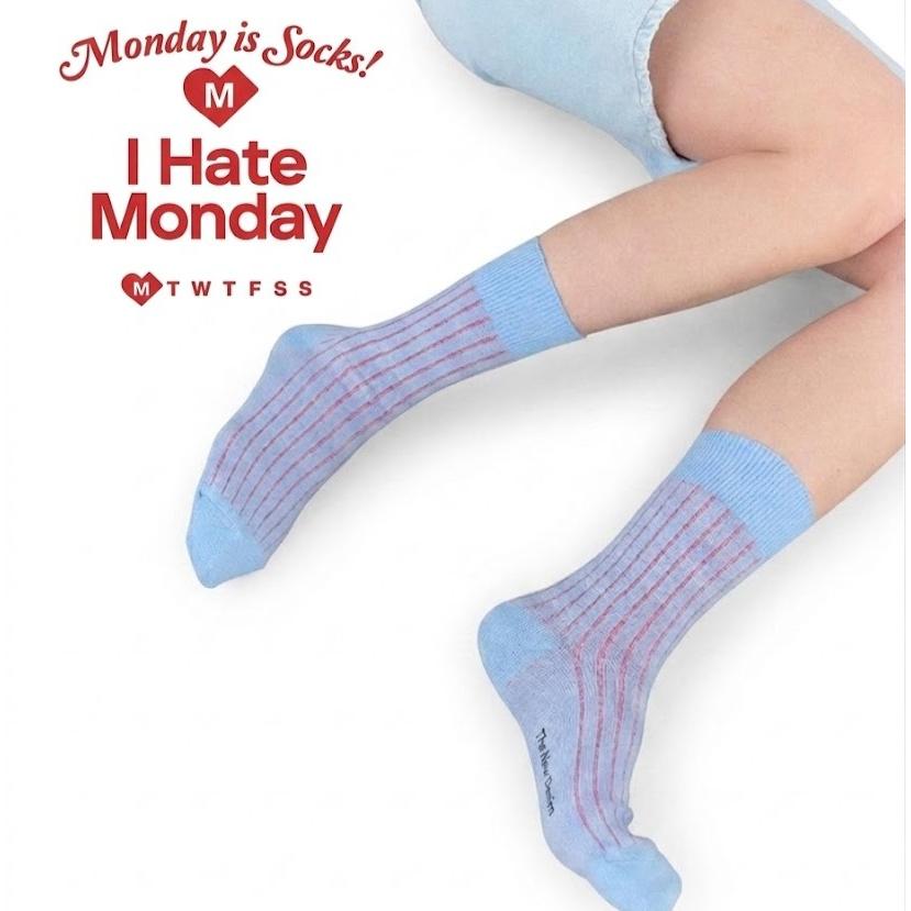 IHateMonday シークレットソックス レディース 靴下 ストライプ 見せソックス 韓国製 コットン混 おしゃれ リブソックス　secretsock | I HATE MONDAY
