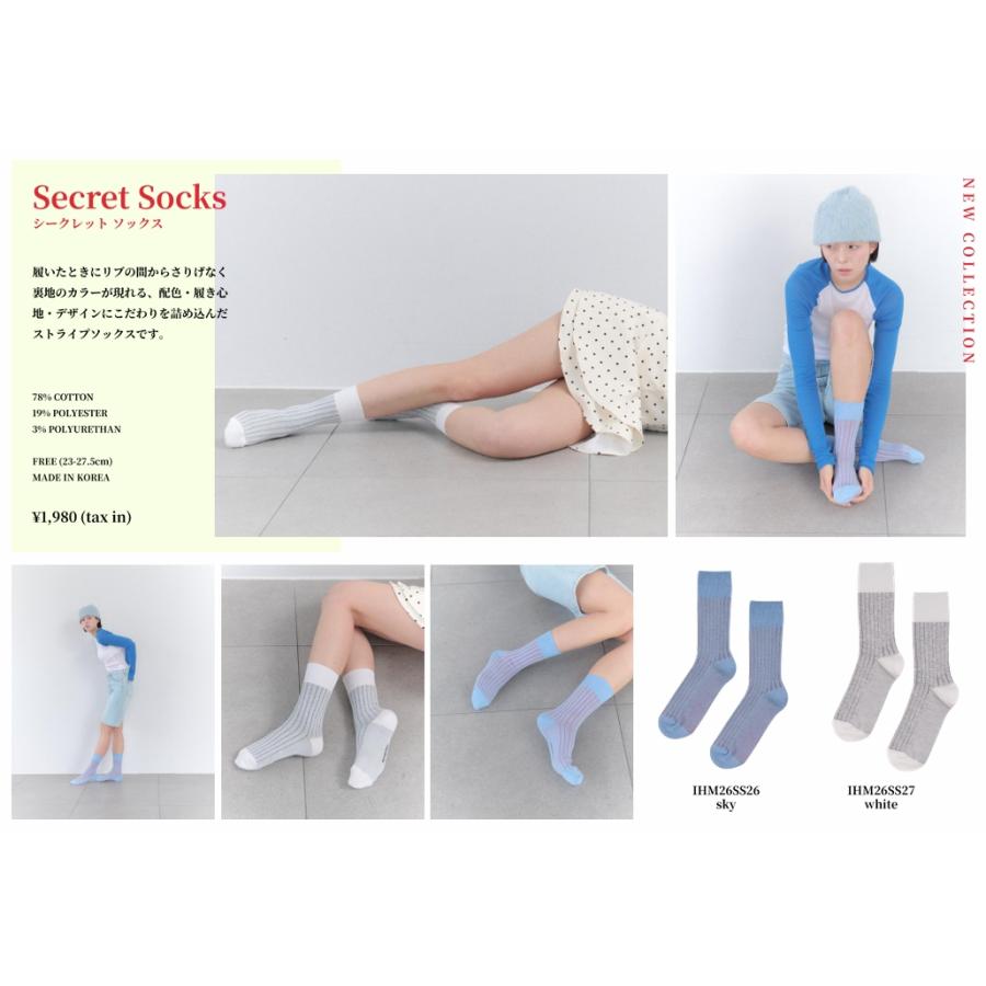 IHateMonday シークレットソックス レディース 靴下 ストライプ 見せソックス 韓国製 コットン混 おしゃれ リブソックス　secretsock | I HATE MONDAY | 02