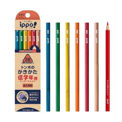 トンボ鉛筆 三角鉛筆 2B (赤えんぴつ1本入り) 安全の短め設計 ippo 低