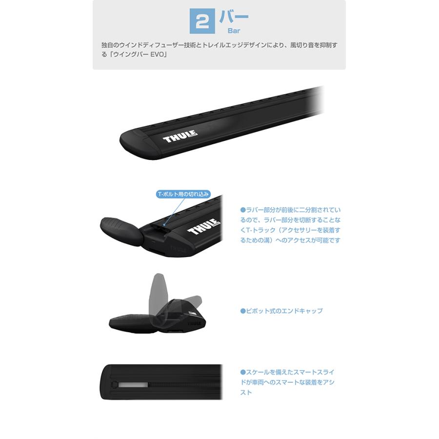 THULE（スーリー） BMW 3シリーズ ツーリング専用ベースキャリア（フット7106+ウイングバー EVO7112B+キット6007）+スキーキャリア スノーパック7324B F31