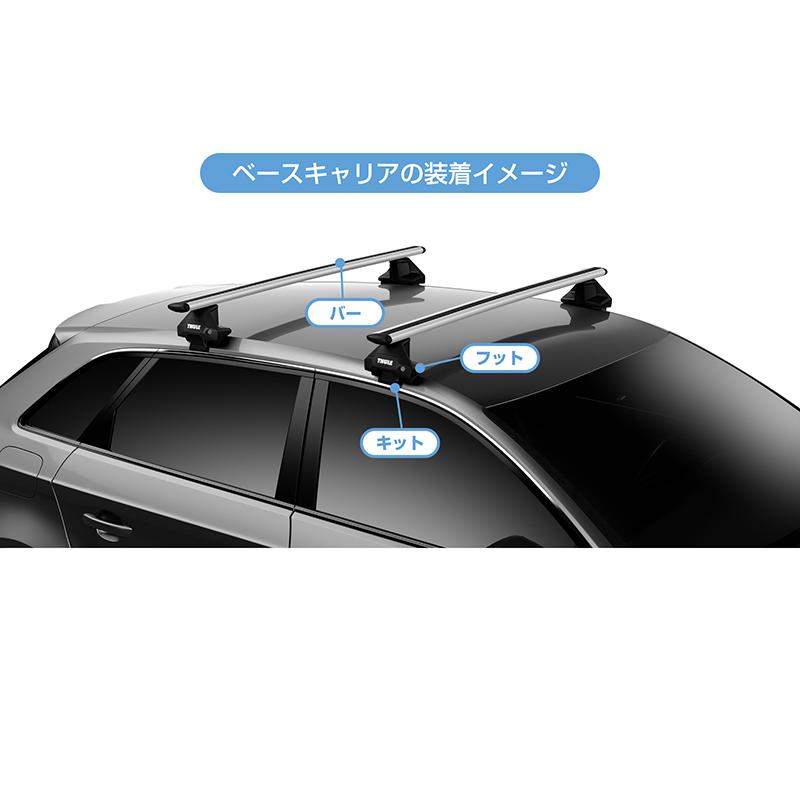 THULE スーリー プリウスα（H23/5〜 ZVW40W/41W）専用ベースキャリア（フット7105+ウイングバー EVO7113+キット5129）+ルーフボックス レンジャー90｜stylemarket｜06