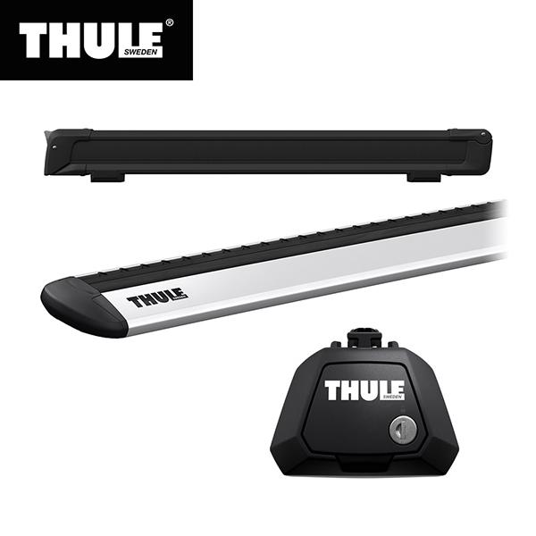 THULE（スーリー） JEEP レネゲード専用ベースキャリア（フット710410+ウイングバー EVO7114）+スキーキャリア スノーパック7326B ルーフレール付き 2015〜