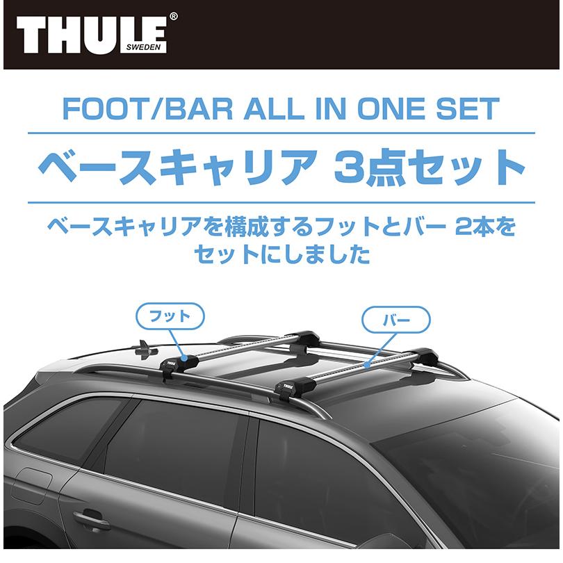 THULE スーリー VW T-Roc（ルーフレール付き 2020〜） ルーフキャリア 3点セット フット7204+ウイングバーエッジ7213/7212 Tロック ベースキャリア ルーフラック｜stylemarket｜02