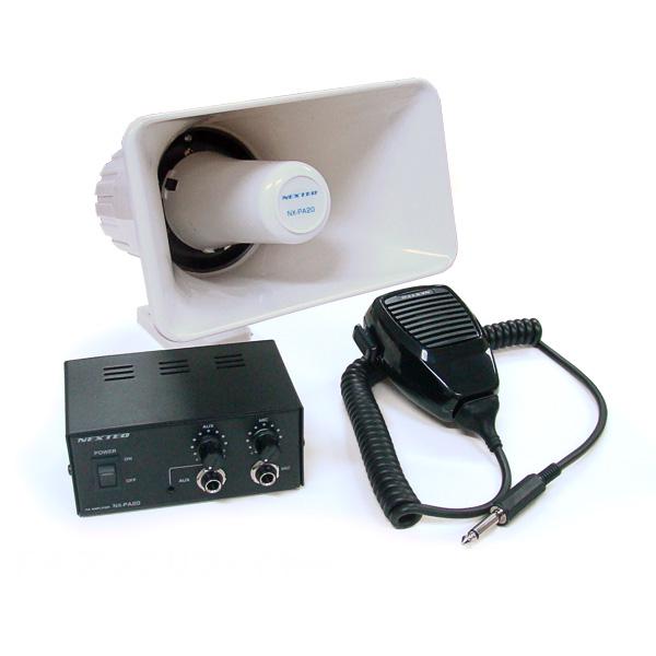 車載用拡声器 NX-PA20 PAアンプリファイヤー アンプ/スピーカー/マイクのセット/選挙/移動販売/広報などに/日本製/外部入力端子 | 