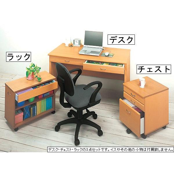 システムデスク 120 ナチュラル キャスター付本棚と収納庫付き