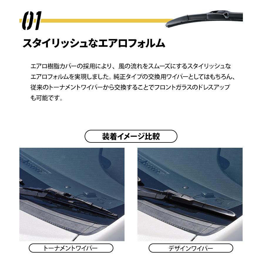 NWB(エヌダブルビー) デザインワイパー 350mm D35 Uクリップ ×1本 U字形状 エアロデザイン グラファイトラバー ノーマルガラスにも使用可能｜stylemarket｜04