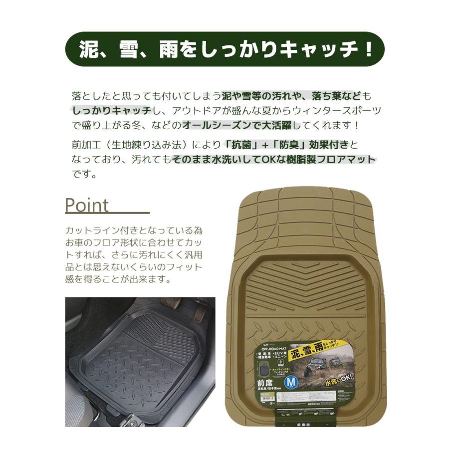 車用 前席フロアマット 2枚セット Mサイズ 49×72 汎用 抗菌 防臭