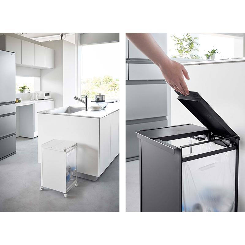 蓋付き目隠し分別ダストワゴン TOWER(タワー) 2分別 ゴミ箱 燃え