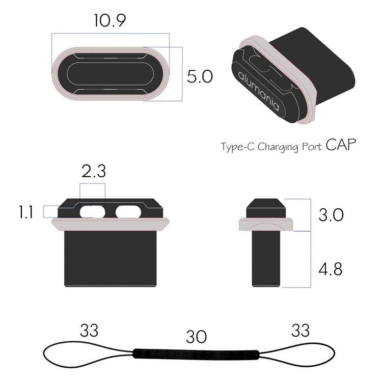 alumania（アルマニア） 2種set Type-C CHARGING PORT CAP for Mobile