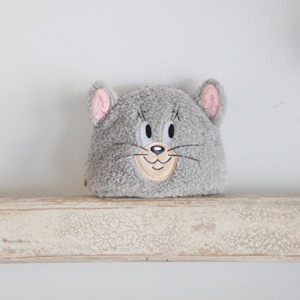 フクモモポーチ　北欧ドットシフォン mofusand ボックスポーチ 刺繍ボア(うさぎ) | mofusandもふもふ