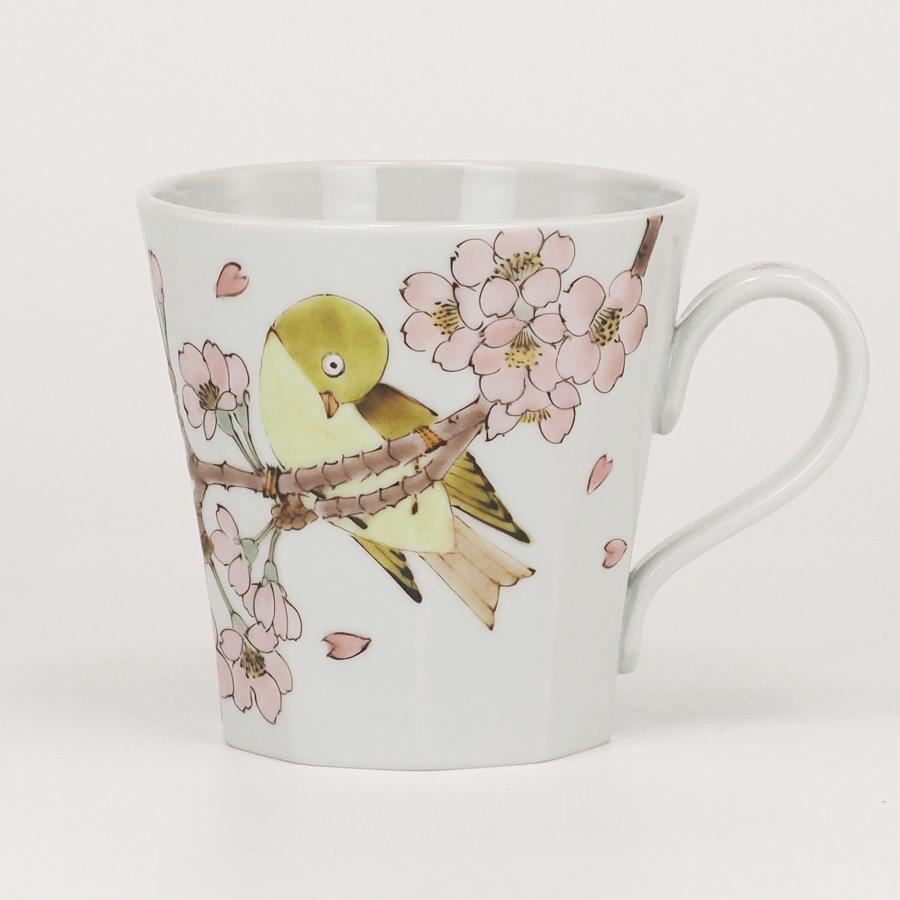 日本の伝統工芸品【九谷焼】マグカップ 桜に目白 山田義明(844-54)_1