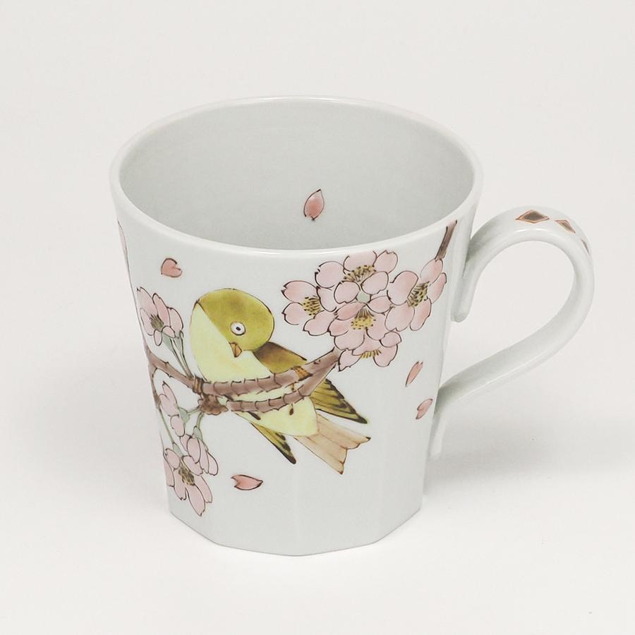 日本の伝統工芸品【九谷焼】マグカップ 桜に目白 山田義明(844-54)_2