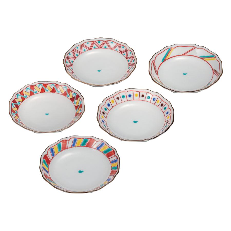九谷焼 日本の伝統工芸品【九谷焼】 4号皿揃 色絵絵変り (K9-63) (K8