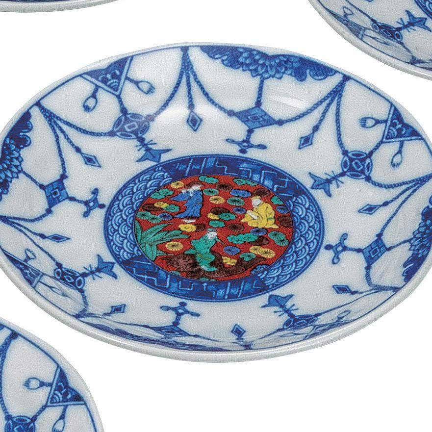 九谷焼 日本の伝統工芸品【九谷焼】 5.2号皿揃 時代絵 (K9-75) (K8-44