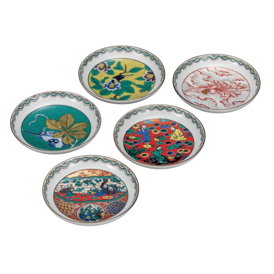 九谷焼 日本の伝統工芸品【九谷焼】 4.2号皿揃 時代絵 (K9-90) (K8-64