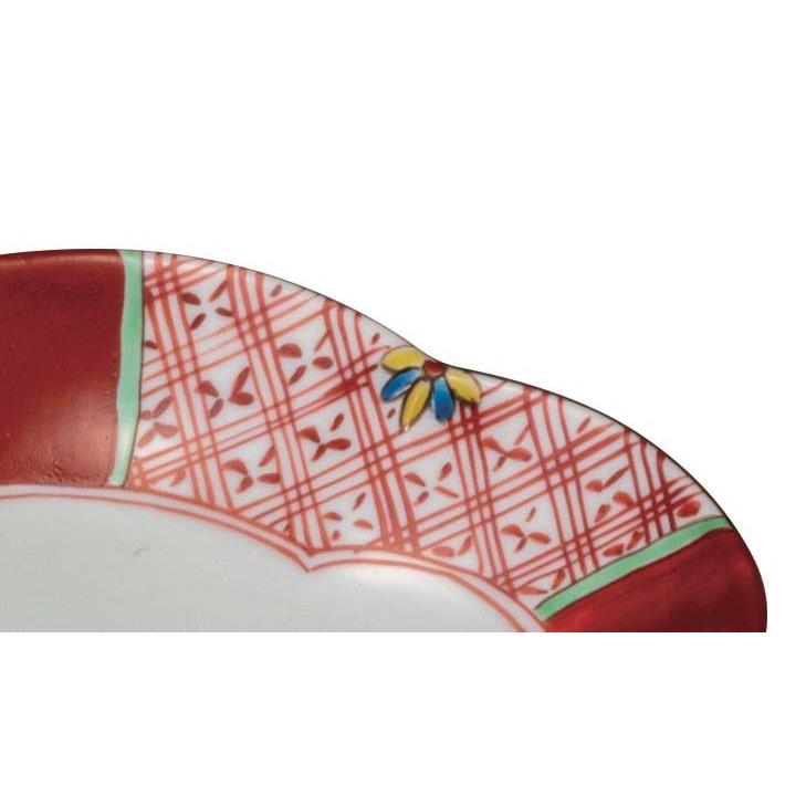 九谷焼 日本の伝統工芸品【九谷焼】 6号皿揃 赤絵 双鳩窯 (K9