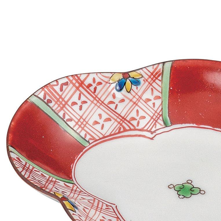 九谷焼 日本の伝統工芸品【九谷焼】 6号皿揃 赤絵 双鳩窯 (K9-177) (K8