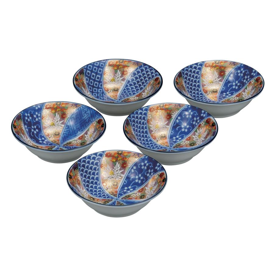 九谷焼 日本の伝統工芸品【九谷焼】 4.8号小鉢揃 金花詰 (K9-230