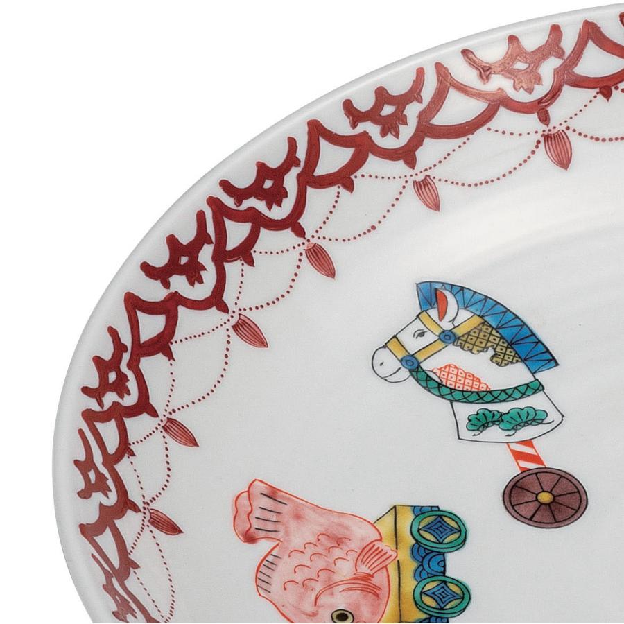 日本の伝統工芸品【九谷焼】 9号盛皿 玩具尽くし  双鳩窯 (K9-365) (K8-360)の画像