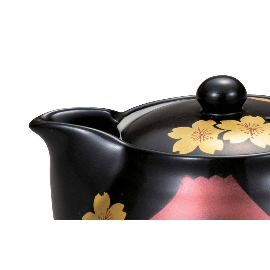 九谷焼 日本の伝統工芸品【九谷焼】 ポット急須 桜富士 網付 (K8-547