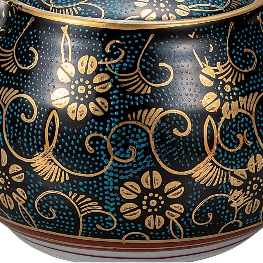 日本の伝統工芸品【九谷焼】 ポット急須 青粒鉄仙 網付  (K9-642) (K8-570)_3