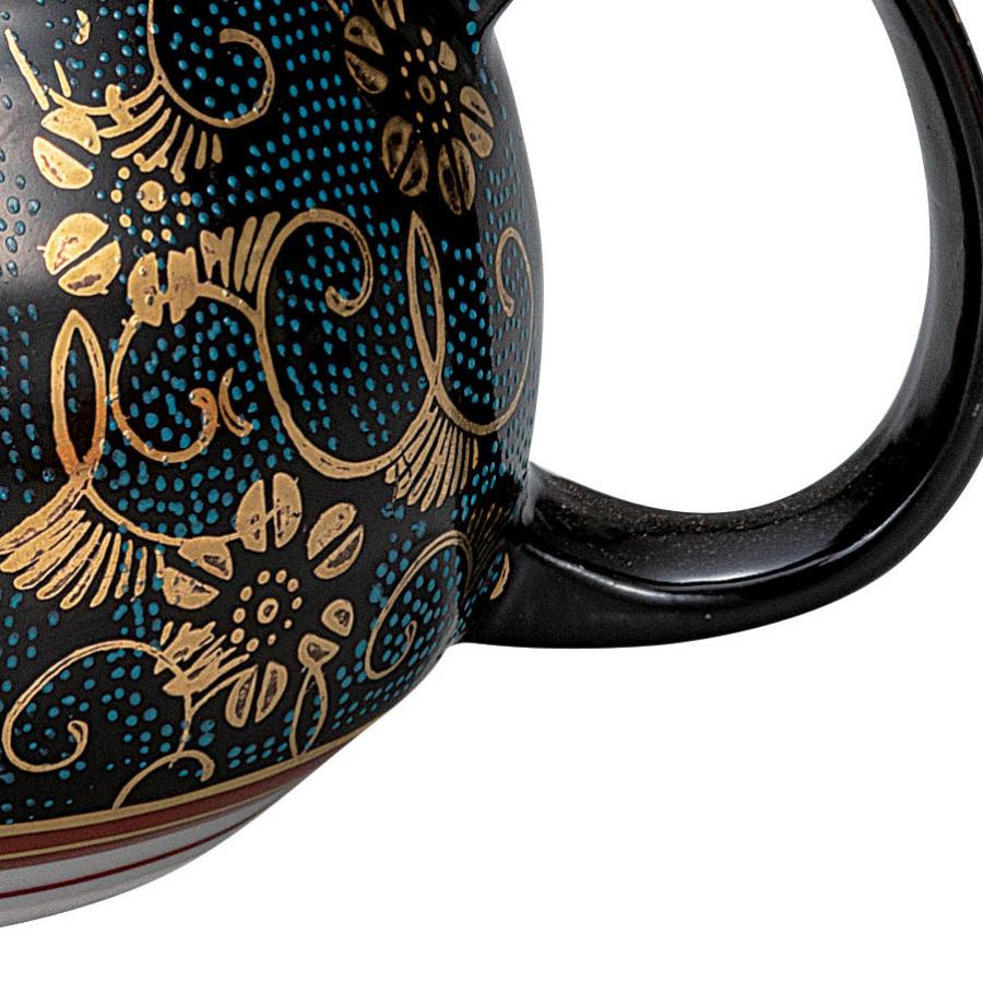 日本の伝統工芸品【九谷焼】 ポット急須 青粒鉄仙 網付  (K9-642) (K8-570)_4