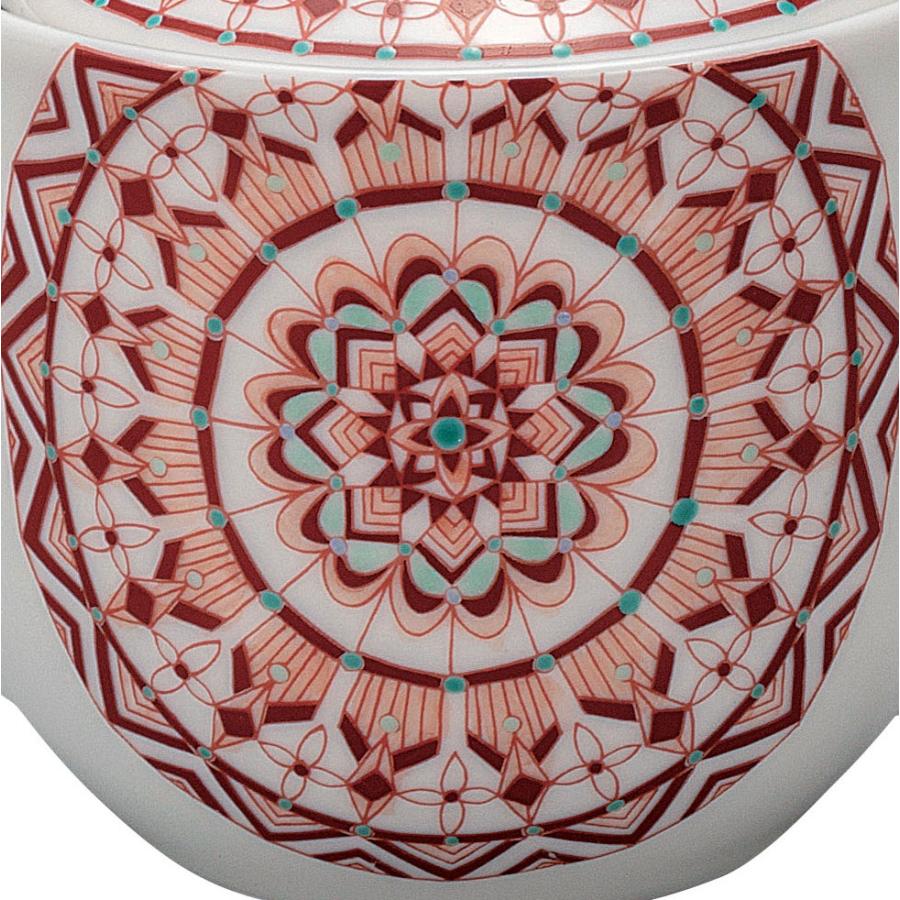 日本の伝統工芸品【九谷焼】 ポット急須 赤絵丸紋 網付 大志窯 (K9-641) (K8-576)_4