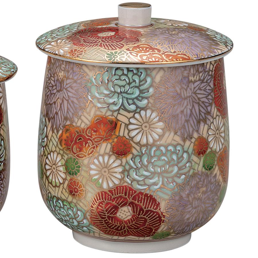 日本の伝統工芸品【九谷焼】 蓋付組湯呑 花詰   (K9-809) (K8-729)_2