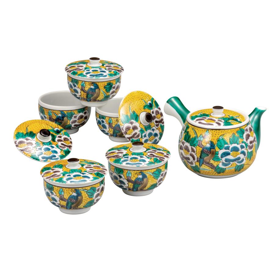 九谷焼 日本の伝統工芸品【九谷焼】 蓋付茶器 吉田屋花鳥 (K8 九谷焼 日本の伝統工芸品【九谷焼】 蓋付茶器 吉田屋花鳥 (K8