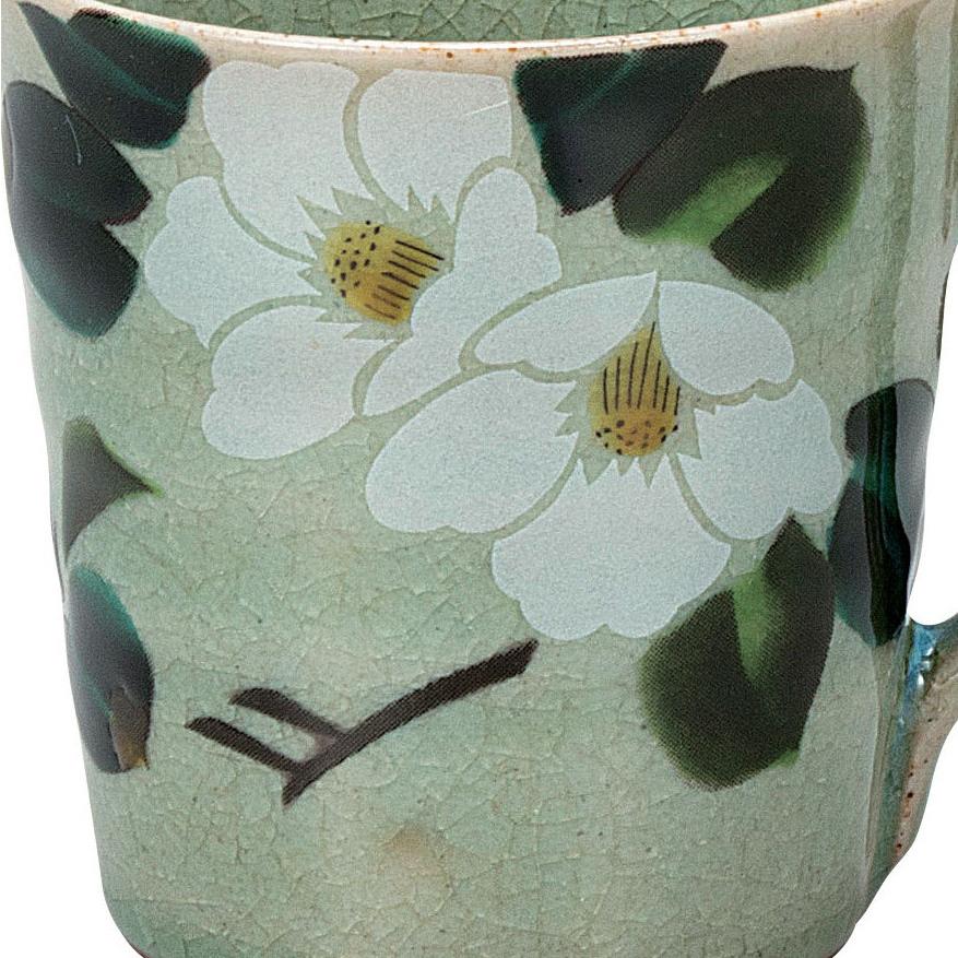 日本の伝統工芸品【九谷焼】 ペアマグカップ 金銀椿   (K9-1021) (K8-918)の画像