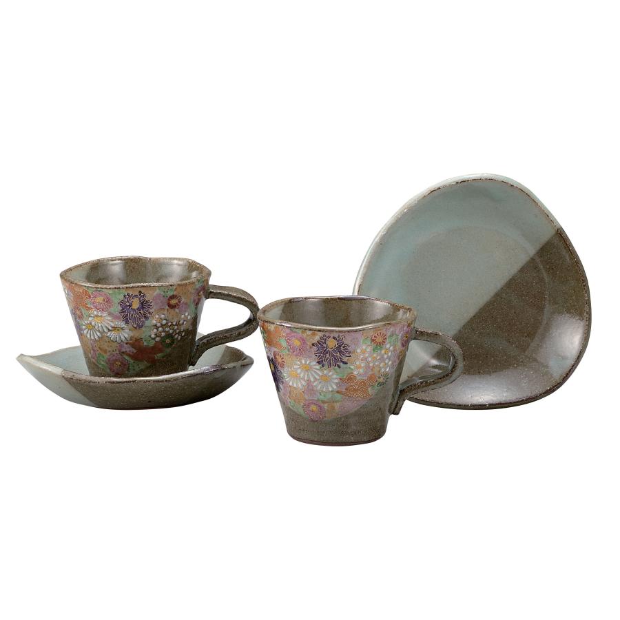 九谷焼　コーヒーカップ 九谷焼 日本の伝統工芸品【九谷焼】 ペアコーヒー 花詰 (K9-1097) (K8